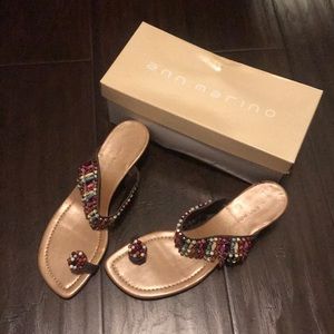 Multicolored Beaded Sandal Heels Size 8 M